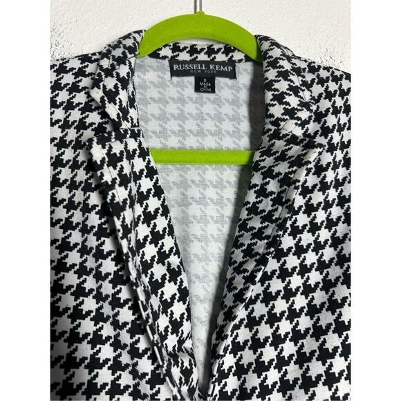 Russel Kemp Houndstooth Blazer Suit Jacket Black White Size S - Picture 2 of 9